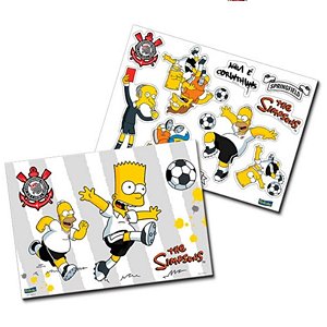 KIT DECORATIVO CARTONADO - FESTA CORINTHIANS SIMPSONS - CONTÉM 10 PEÇAS DESTACÁVEIS + 1 PAINEL - FESTCOLOR