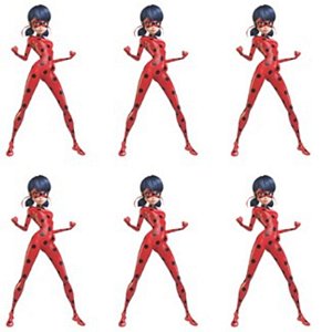 MINI PERSONAGEM LADYBUG - FESTA MIRACULOUS - IMPRESSO E E.V.A. - 06 UNIDADES - REF.:07310 - PIFFER