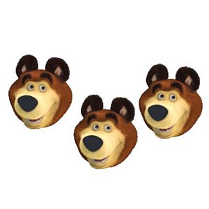 APLIQUE MINI CARINHAS URSO - FESTA MASHA E O URSO - IMPRESSO E E.V.A. - 06 UNIDADES - PIFFER