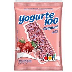 BALA MASTIGÁVEL YOGURTE 100 ORIGINAL MORANGO DORI 600G