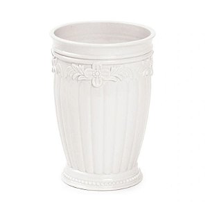 CACHEPOT FLORAL BRANCO 8X8X11,8 - 1 UNIDADE - CROMUS