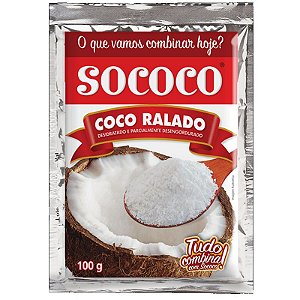 COCO RALADO DESIDRATADO E PARCIALMENTE DESENGORDURADO - 100G - 01 UNIDADE - SOCOCO