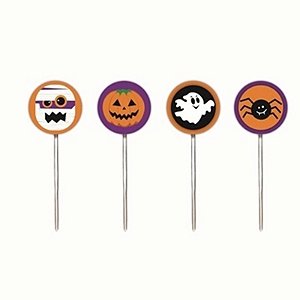 ENFEITE PALITO PICK PARA DOCES HALLOWEEN 24 UNIDADES - CROMUS