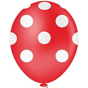 BALÃO DE FESTA 10" BOLINHA VERMELHO COM BRANCO - 25 UNIDADES - PICPIC