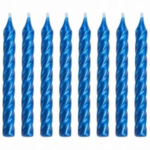 VELA DE ANIVERSÁRIO PALITO ESPIRAL AZUL METALIZADA - 08 UNIDADES - SILVER FESTAS