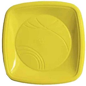 PRATO QUADRADO DE SOBREMESA 15 CM AMARELO - 10 UNIDADES - TRIK TRIK