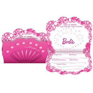 Criar convite de Barbie fundo rosa online grátis