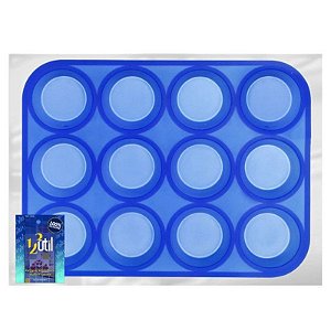 FORMA DE SILICONE PARA MUFFIN E CUPCAKE - CORES VARIADAS - 12 CAVIDADES - 123 ÚTIL
