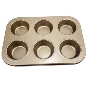 FORMA DE METAL PARA 6 CUPCAKES - CORES VARIADAS  - 19 X 27 X 3 CM - 123 UTIL