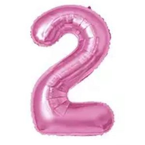 BALÃO DE NÚMERO METALIZADO PINK - NÚMERO 2 16' 40CM - REF.: 8142 - MAKE+