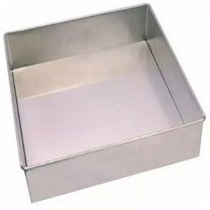 FORMA DE ALUMÍNIO QUADRADA FIXA - 15X15X7CM - CÓD.:FQ282 - ALUMÍNIO - RS PANIFICAÇÃO