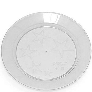 PRATO ACRÍLICO REDONDO ESTRELAS TRANSPARENTE 21 CM - CONTÉM 10 UNIDADES - PLASTILÂNIA