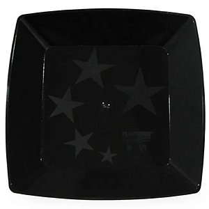 PRATO ACRÍLICO QUADRADO PRETO 21 CM - CONTÉM 10 UNIDADES - PLASTILÂNIA