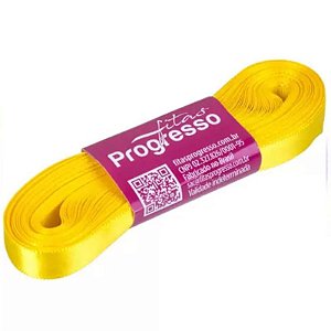 FITA DE CETIM PROGRESSO 7 MM  - 10M COR 763 AMARELO GEMA  - 01 UNIDADE - FITAS PROGRESSO