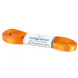 FITA DE CETIM PROGRESSO 7MM  - 10M COR 066 LARANJA - 01 UNIDADE - PROGRESSO