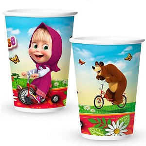 COPO DE PAPEL DESCARTÁVEL FESTA MASHA E O URSO - 180ML - CONTÉM 08 UNIDADES - REGINA FESTAS