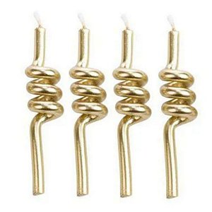 VELA TUBO DOURADA - 04 UNIDADES - SILVER FESTAS