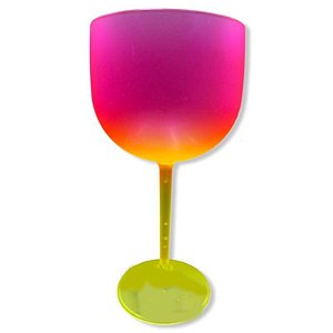 TAÇA DE  GIN DEGRADÊ  AMARELO/PINK NEON - 01 UNIDADE - MAR PLÁSTICOS