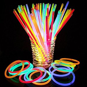 PULSEIRA NEON ALTO BRILHO FLUORESCENTE 100 UNIDADES FESTA NF