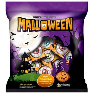 MARSHMALLOWS  SABOR BAUNILHA RECHEIADO MORANGO  HALLOWEEN 250GR - 50 UNIDADES -  BOAVISTENSE