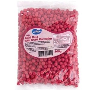 MINI BALA TUTTI FRUTTI VERMELHA - 500G - HORIZON