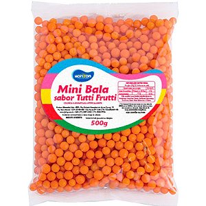 MINI BALA HALLOWEEN LARANJA SABOR TUTTI FRUTTI 500G HORIZON