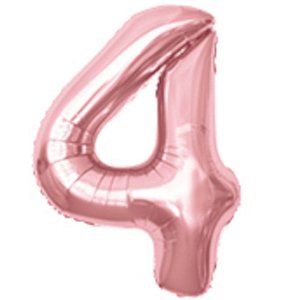 BALÃO METALIZADO NÚMERO 4 ROSÊ 16'' / 40 CM - 1 UNIDADE - REF.: 8220  - MAKE+
