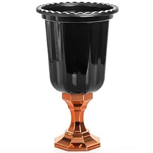 VASO LINHA DIAMANTE PRETO 23X13 - 850 ML -   BASE CROMADA ROSE GOLD - 01 UNIDADE - FESTPLASTIK