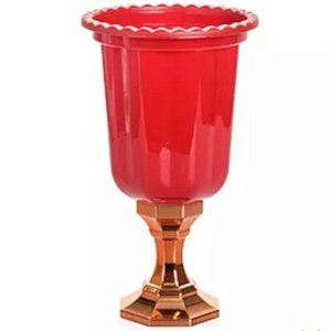 VASO LINHA DIAMANTE VERMELHO - 23X13 CM -   850 ML - BASE CROMADA ROSE GOLD - FESTPLASTIK