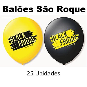 BEXIGA BALÕES TEMA Nº 9 BLACK FRIDAY AMARELO PRETO  - 9" - 25 UNIDADES - SÃO ROQUE