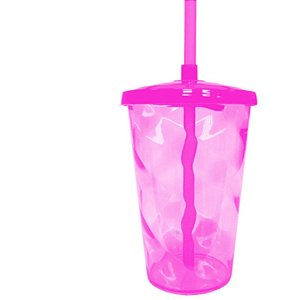 COPO FEST COM TAMPA E CANUDO 750 ML - ROSA TRANSPARENTE - LSC TOY