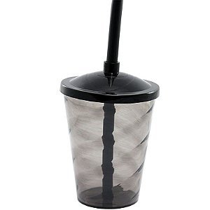 COPO PARA LEMBRANCINHA  COM TAMPA E CANUDO 400 ML  PRETO TRANSPARENTE - CONTÉM 1 UNI -  LSC TOY