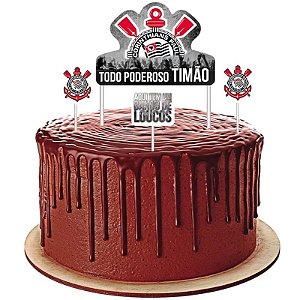 ENFEITE TOPPER PARA BOLO FESTA CORINTHIANS - CONTÉM 04 UNIDADES