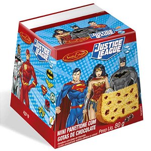 MINI PANETTONE COM GOTAS DE CHOCOLATE 80G - LIGA DA JUSTIÇA - SANTA EDWIGES