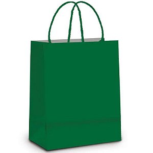 SACOLA DE PAPEL MINI 15X8X16CM - VERDE ESCURO - 10 UNIDADES - POZZA E BEMON