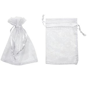 SAQUINHO DE ORGANZA, 10X15  PACOTE COM 10 UNIDADES - BRANCO