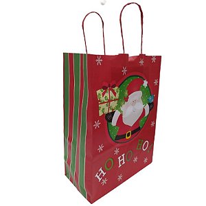 SACOLA PAPEL PRESENTE DE NATAL  TAM M - 26CM X 19,5CM X 9,5CM  - 01 UNIDADE - CROMUS