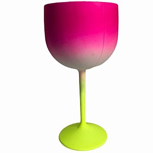 TAÇA DE GIN DEGRADÊ AMARELO NEON / BRANCO / PINK - 01 UNIDADE - MAR PLÁSTICOS