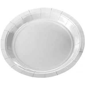 PRATO PAPEL LISO BRANCO - CONTÉM 10 UNIDADES - 18 CM - MR016 -  SILVER FESTAS