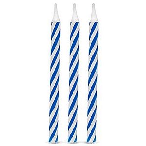 VELA PALITINHO ESPIRAL AZUL - COM 16 VELAS - SILVER FESTAS