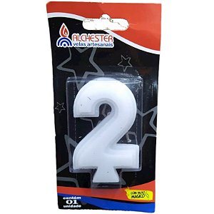 VELA DE ANIVERSÁRIO 3D BRANCO - N° 2 - 01 UNIDADE - ALCHESTER