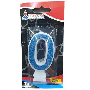 VELA DE ANIVERSÁRIO GLITTER AZUL - N° 0 - 01 UNIDADE - ALCHESTER