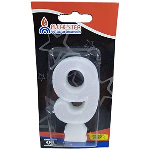 VELA DE ANIVERSÁRIO GLITTER BRANCO - N° 9 - 01 UNIDADE - ALCHESTER
