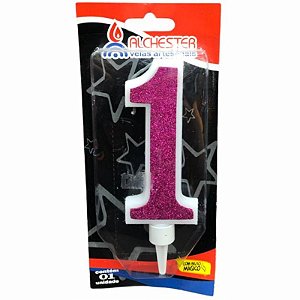 VELA DE ANIVERSÁRIO MEGA ROSA - N°1 - 01 UNIDADE - ALCHESTER