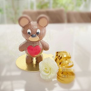 FORMA PARA CHOCOLATE - PÁSCOA - URSO MÉDIO CORAÇÃO - CÓD 9934 - BWB - SILICONE