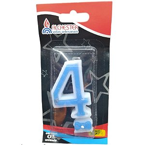 VELA DE ANIVERSÁRIO GRAVATINHA AZUL - N°4 - 01 UNIDADE - ALCHESTER