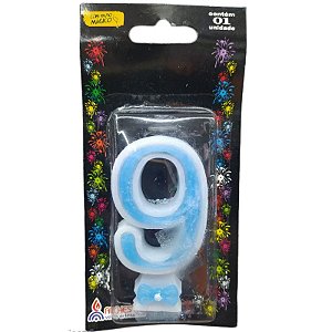 VELA DE ANIVERSÁRIO GRAVATINHA AZUL - N°9 - 01 UNIDADE - ALCHESTER