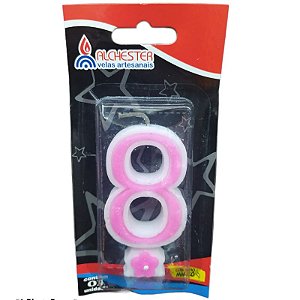 VELA DE ANIVERSÁRIO FLOR ROSA - N°8 - 01 UNIDADE - ALCHESTER