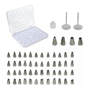 KIT COM 52 BICOS DE CONFEITAR METAL COM 01 ACOPLADOR - REF YDH-2419 - YDH CONFEITARIA