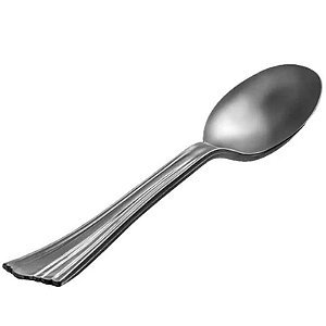 COLHER PARA OVOS DE PÁSCOA PRATA PLASTIC CUTLERY - COM 12 UNIDADES - YDH